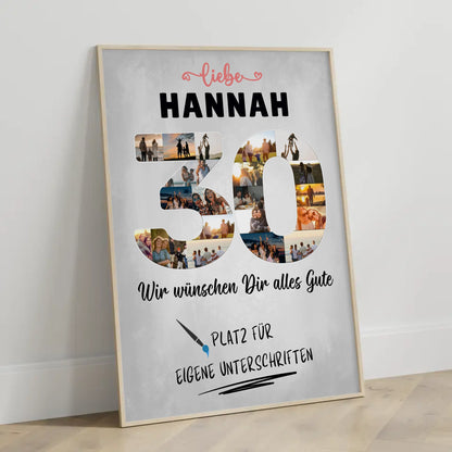 Personalisiertes Poster mit Unterschriften 30 Geburtstag für Schwester Tochter Freundin