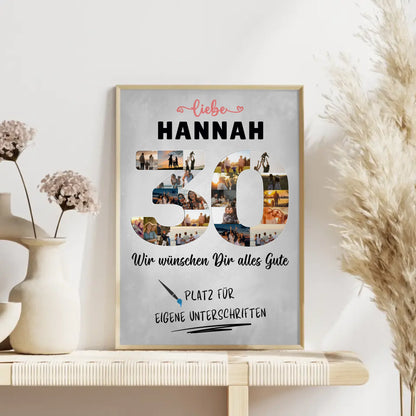 Personalisiertes Poster mit Unterschriften 30 Geburtstag für Schwester Tochter Freundin