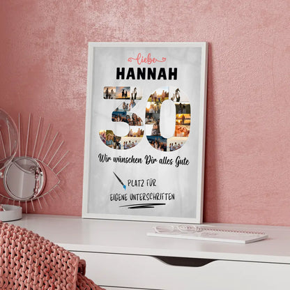 Personalisiertes Poster mit Unterschriften 30 Geburtstag für Schwester Tochter Freundin