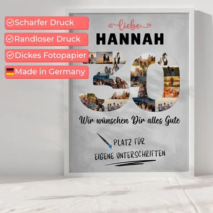 Personalisiertes Poster mit Unterschriften 30 Geburtstag für Schwester Tochter Freundin