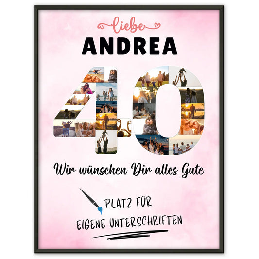 Personalisiertes Poster mit Wunschtext 40 Geburtstag für Mama Schwester