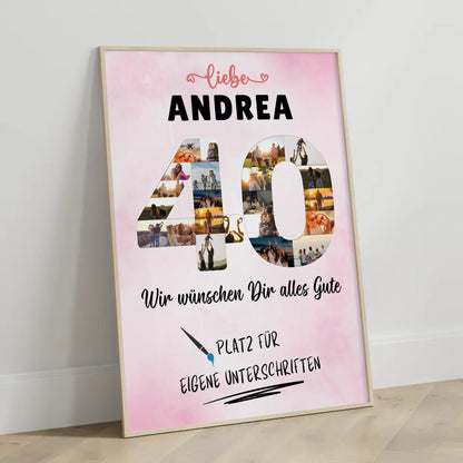 Personalisiertes Poster mit Wunschtext 40 Geburtstag für Mama Schwester