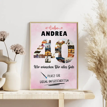 Personalisiertes Poster mit Wunschtext 40 Geburtstag für Mama Schwester