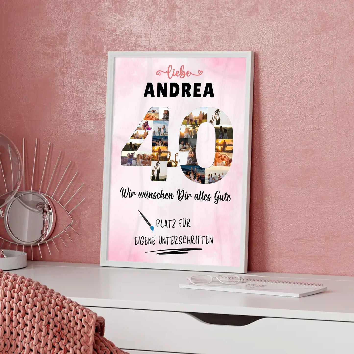 Personalisiertes Poster mit Wunschtext 40 Geburtstag für Mama Schwester