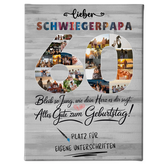 Personalisierte Fotoleinwand Schwiegerpapa 60 Geburtstag Fotos