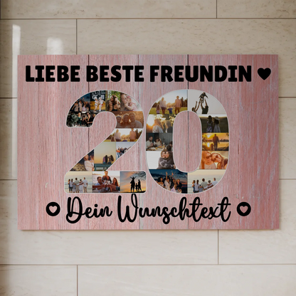 Magnetisches Fotoboard mit Unterschriften 20 Geburtstag Freundin