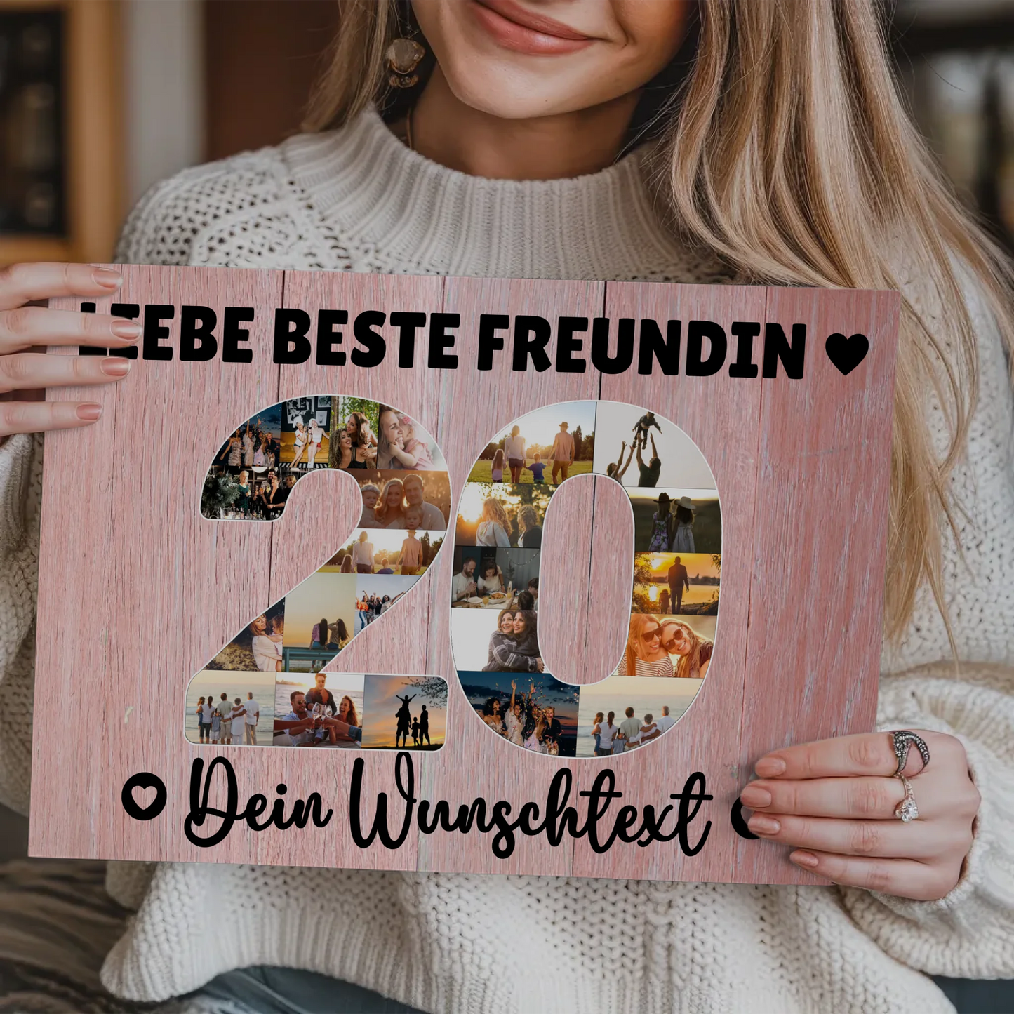 Magnetisches Fotoboard mit Unterschriften 20 Geburtstag Freundin