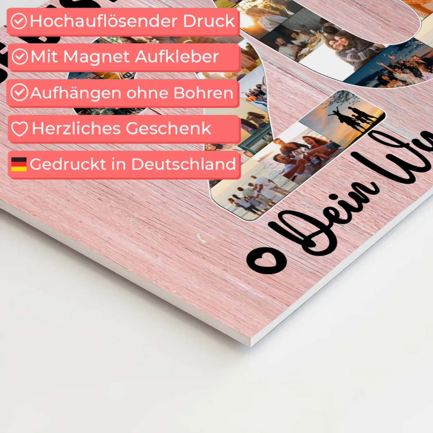Magnetisches Fotoboard mit Unterschriften 20 Geburtstag Freundin