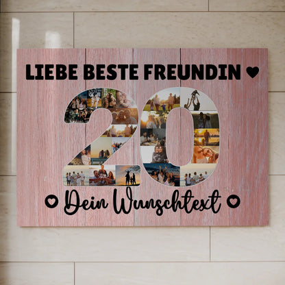 Magnetisches Fotoboard mit Unterschriften 20 Geburtstag Freundin