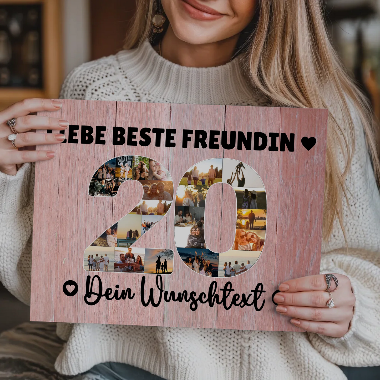 Magnetisches Fotoboard mit Unterschriften 20 Geburtstag Freundin