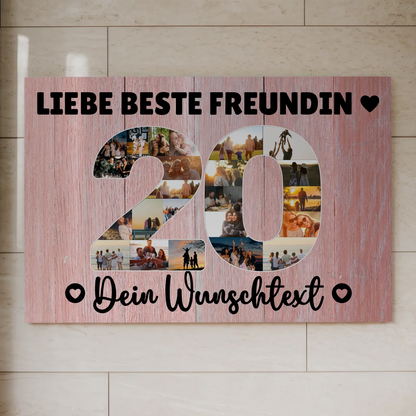 Magnetisches Fotoboard mit Unterschriften 20 Geburtstag Freundin