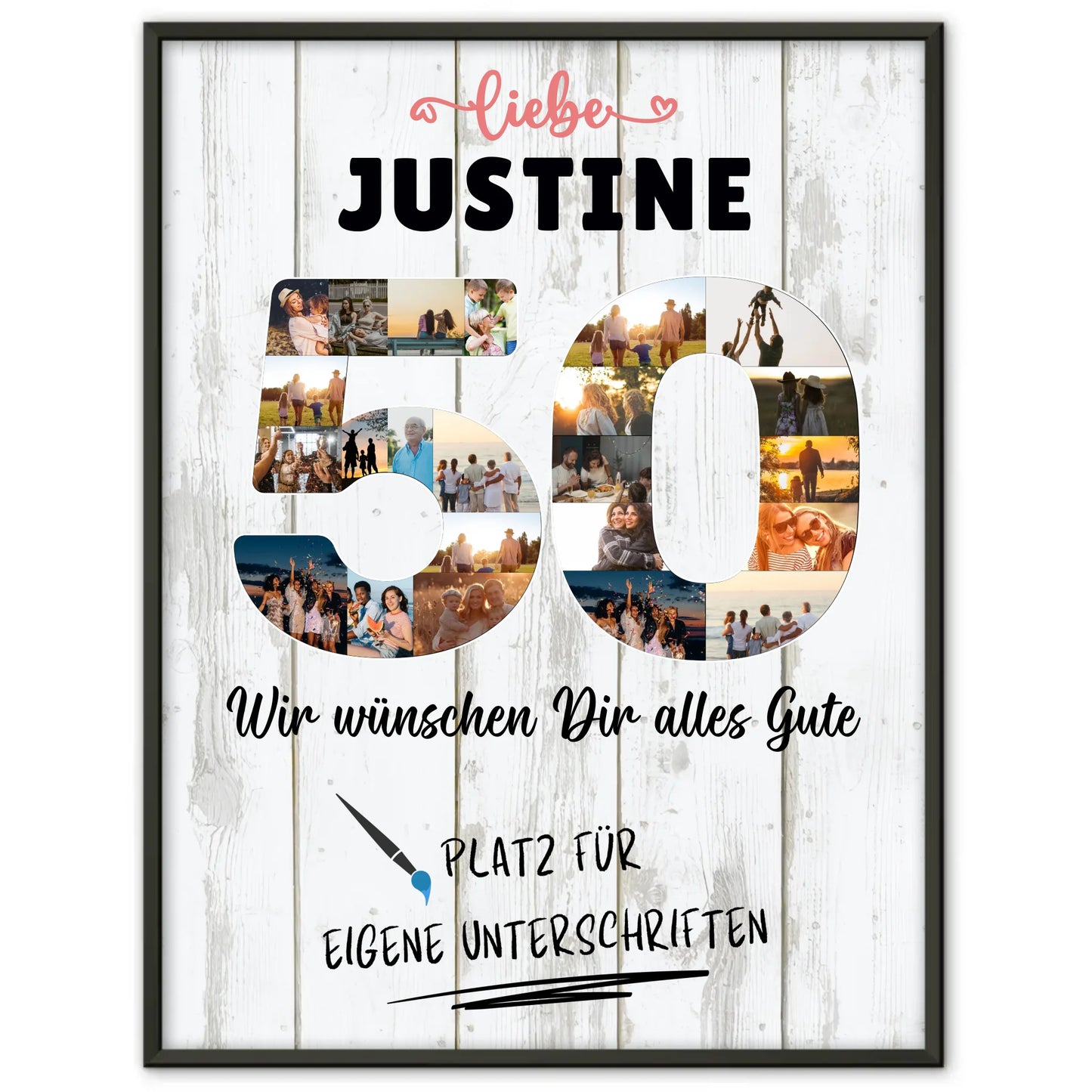 Personalisiertes Poster mit Unterschriften 50 Geburtstag Mama Schwester