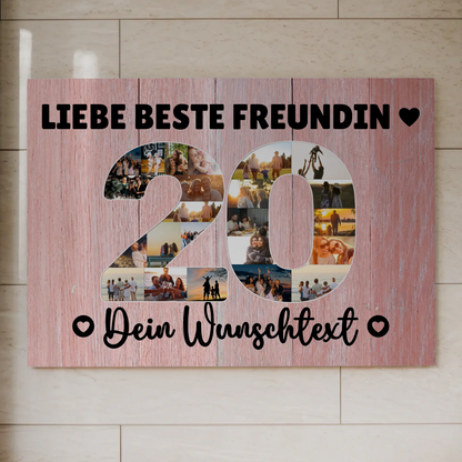 Magnetisches Fotoboard mit Unterschriften 20 Geburtstag Freundin