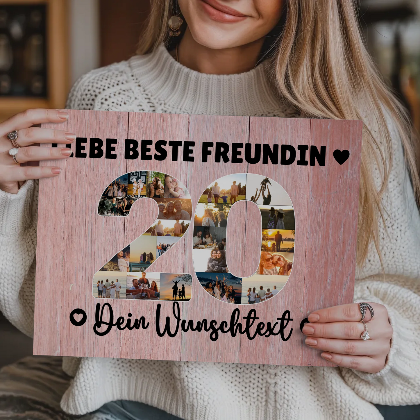 Magnetisches Fotoboard mit Unterschriften 20 Geburtstag Freundin