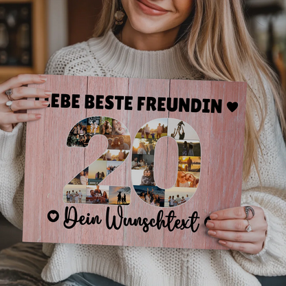 Magnetisches Fotoboard mit Unterschriften 20 Geburtstag Freundin