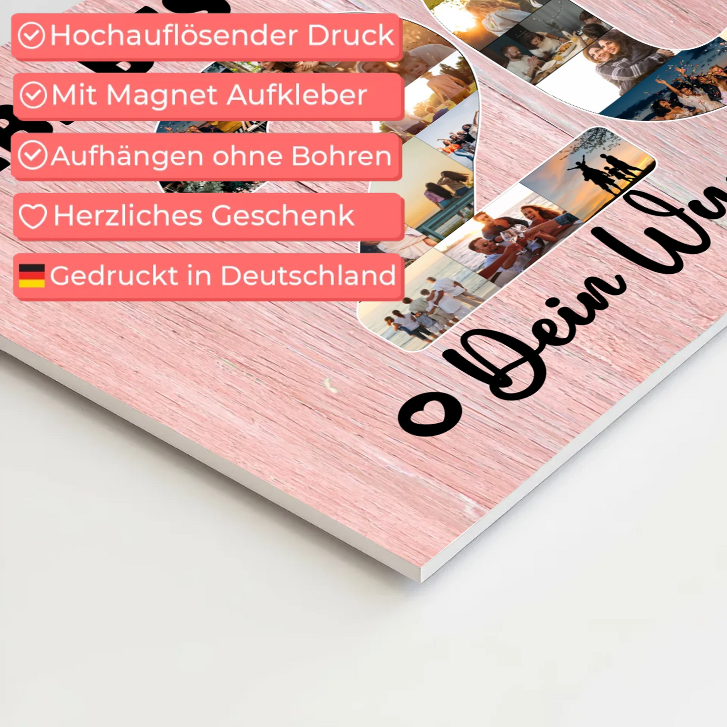 Magnetisches Fotoboard mit Unterschriften 20 Geburtstag Freundin