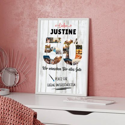 Personalisiertes Poster mit Unterschriften 50 Geburtstag Mama Schwester