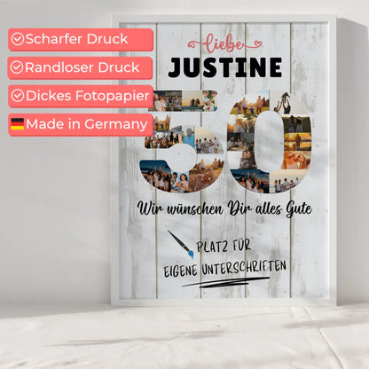 Personalisiertes Poster mit Unterschriften 50 Geburtstag Mama Schwester