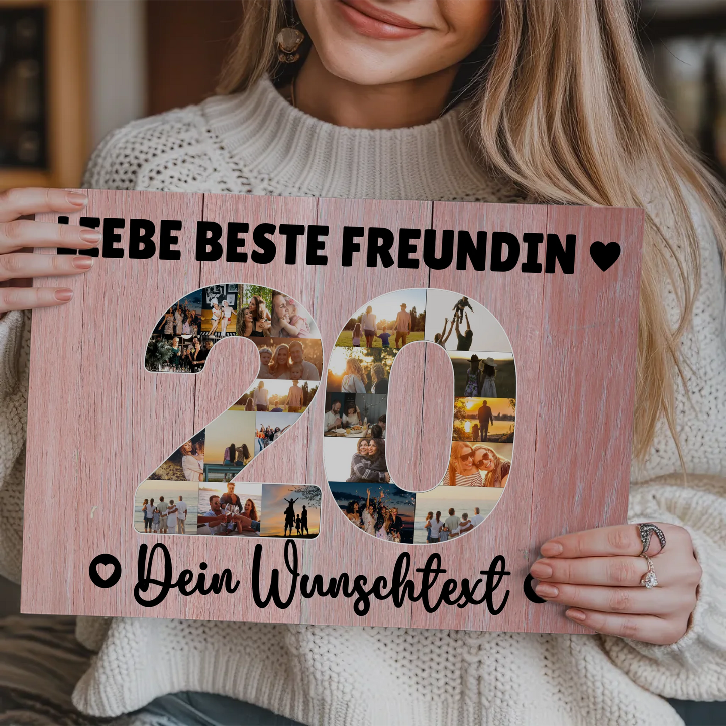 Magnetisches Fotoboard mit Unterschriften 20 Geburtstag Freundin