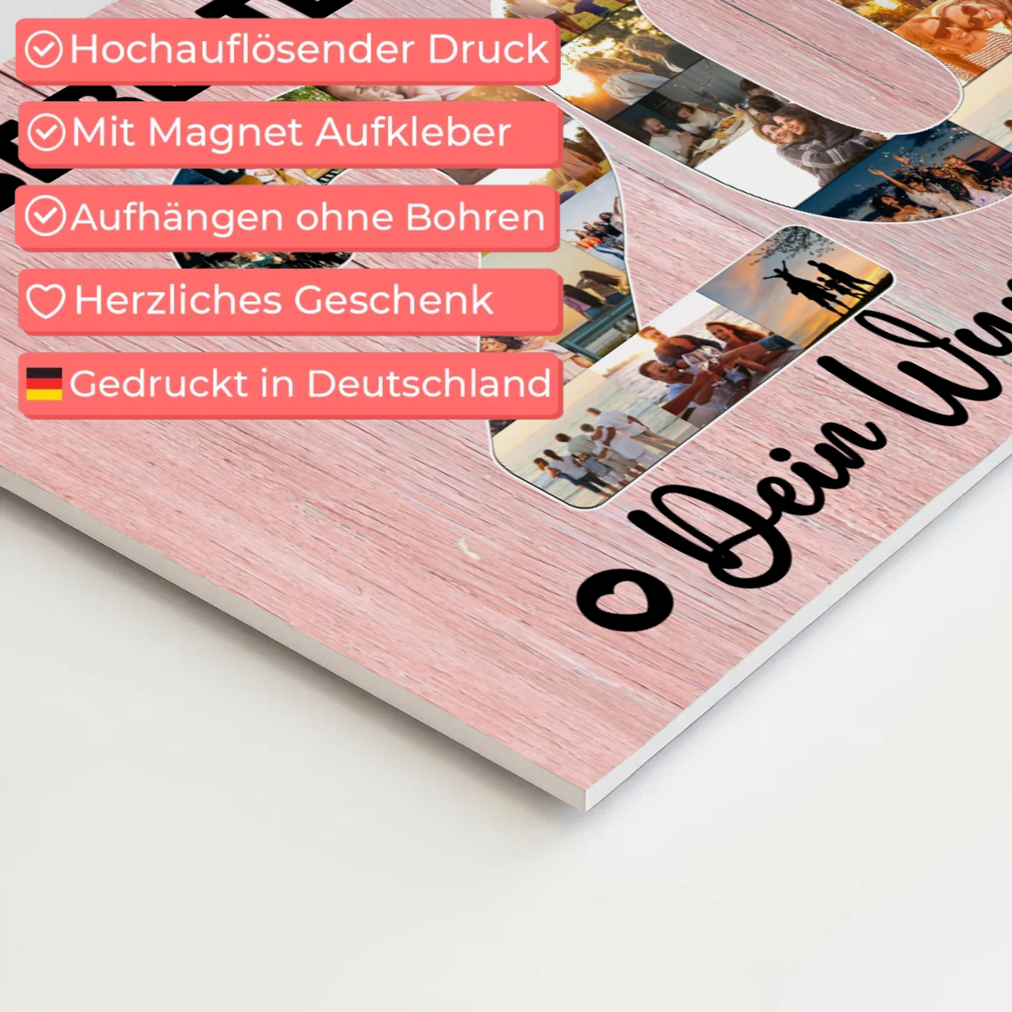 Magnetisches Fotoboard mit Unterschriften 20 Geburtstag Freundin