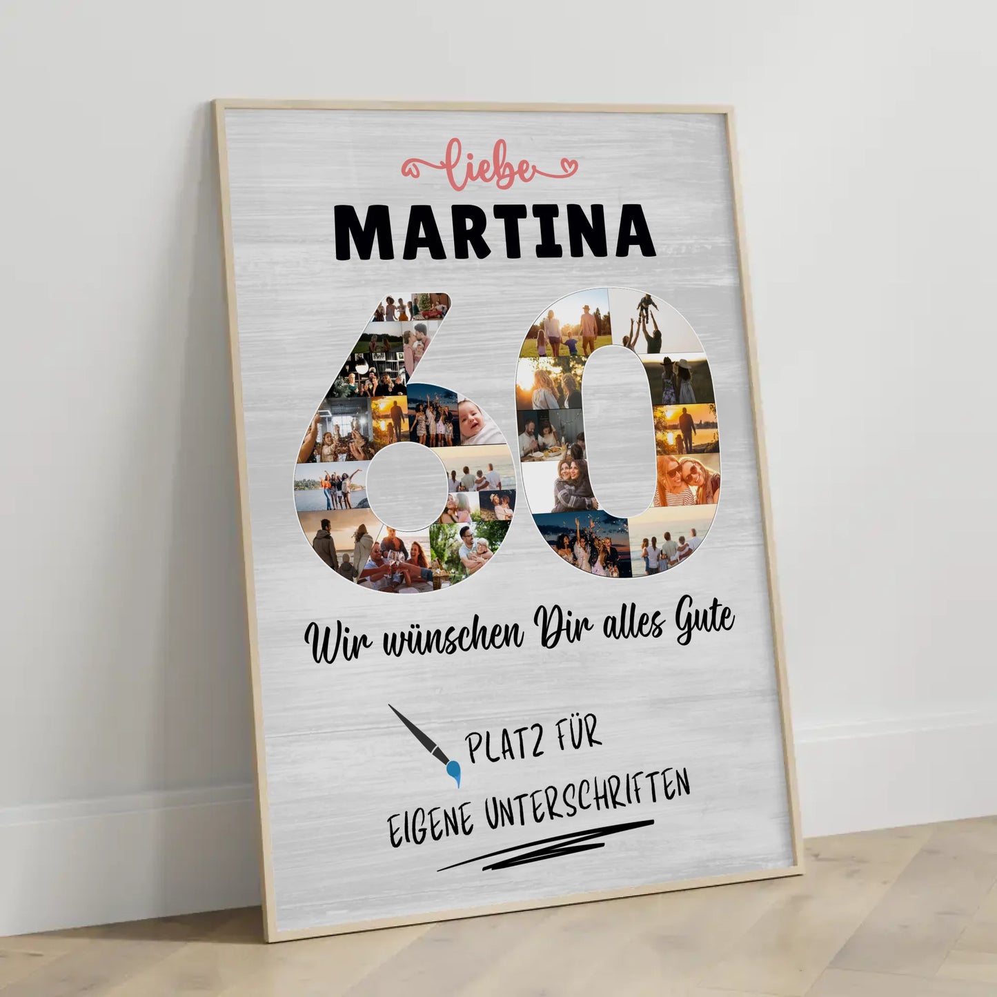 Personalisiertes Poster mit Wunschtext 60 Geburtstag für Oma Mama