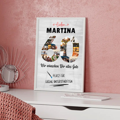 Personalisiertes Poster mit Wunschtext 60 Geburtstag für Oma Mama