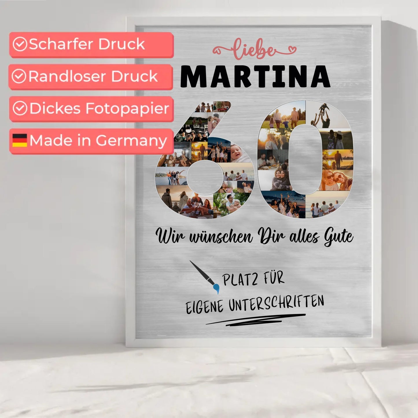 Personalisiertes Poster mit Wunschtext 60 Geburtstag für Oma Mama