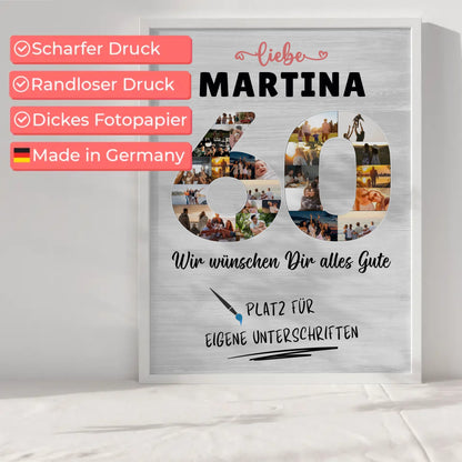 Personalisiertes Poster mit Wunschtext 60 Geburtstag für Oma Mama