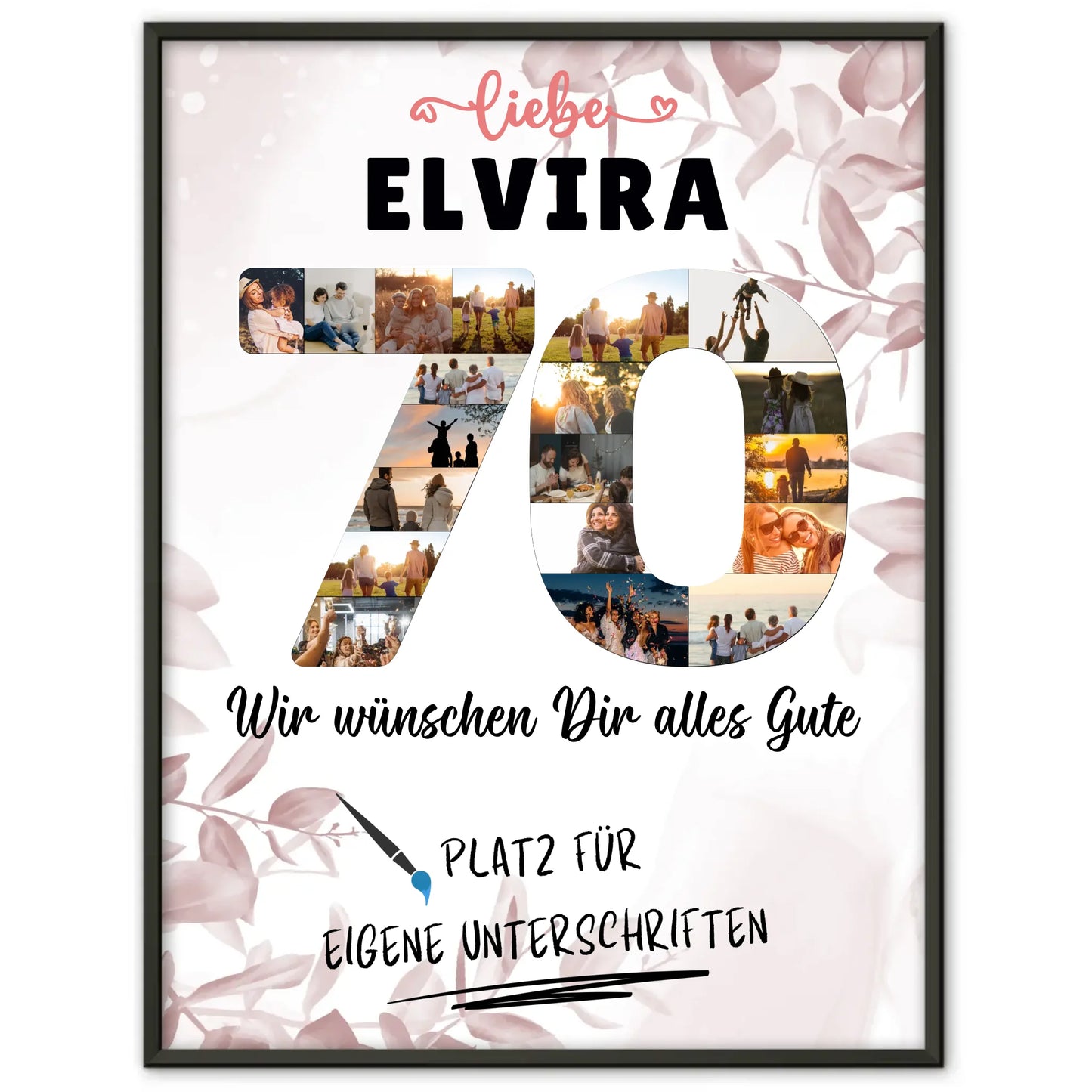 Personalisiertes Poster mit Unterschriften 70 Geburtstag für Mama Oma