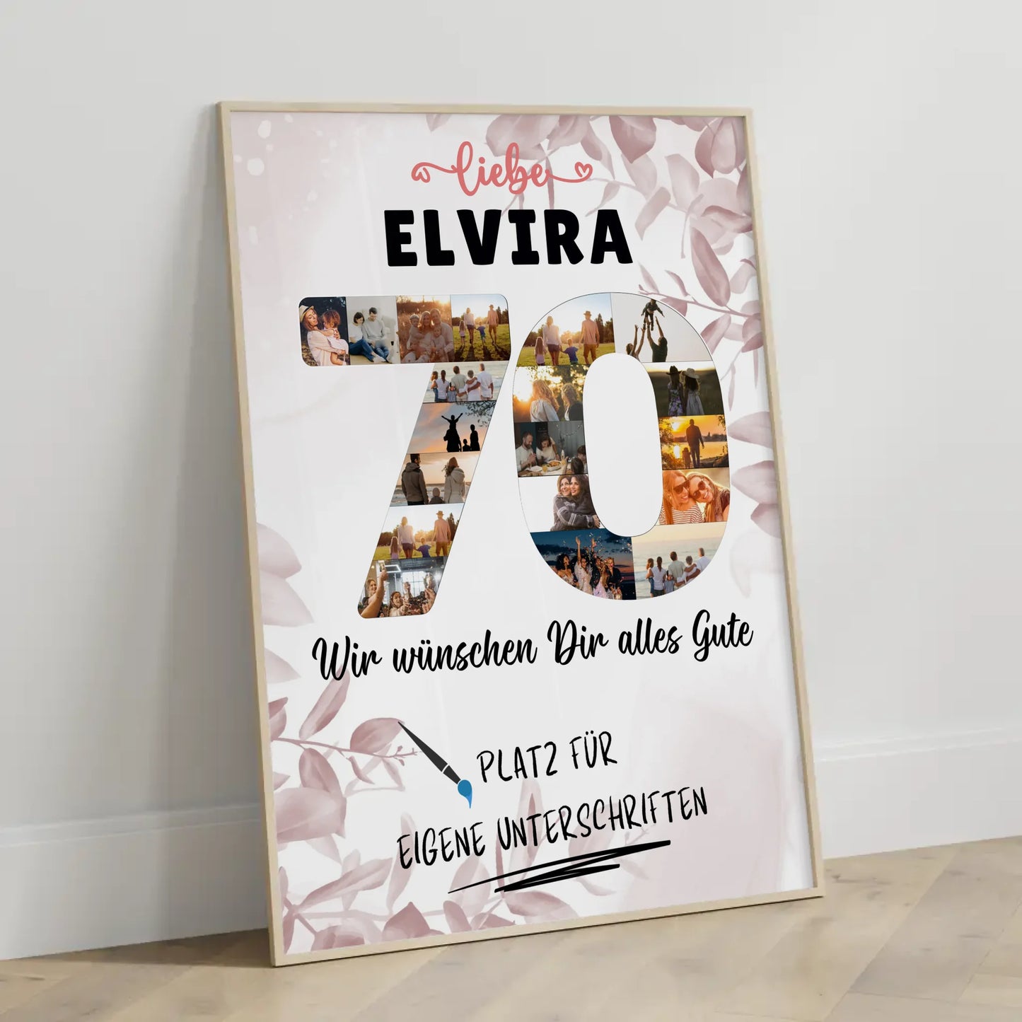 Personalisiertes Poster mit Unterschriften 70 Geburtstag für Mama Oma