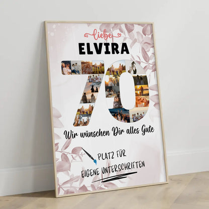 Personalisiertes Poster mit Unterschriften 70 Geburtstag für Mama Oma