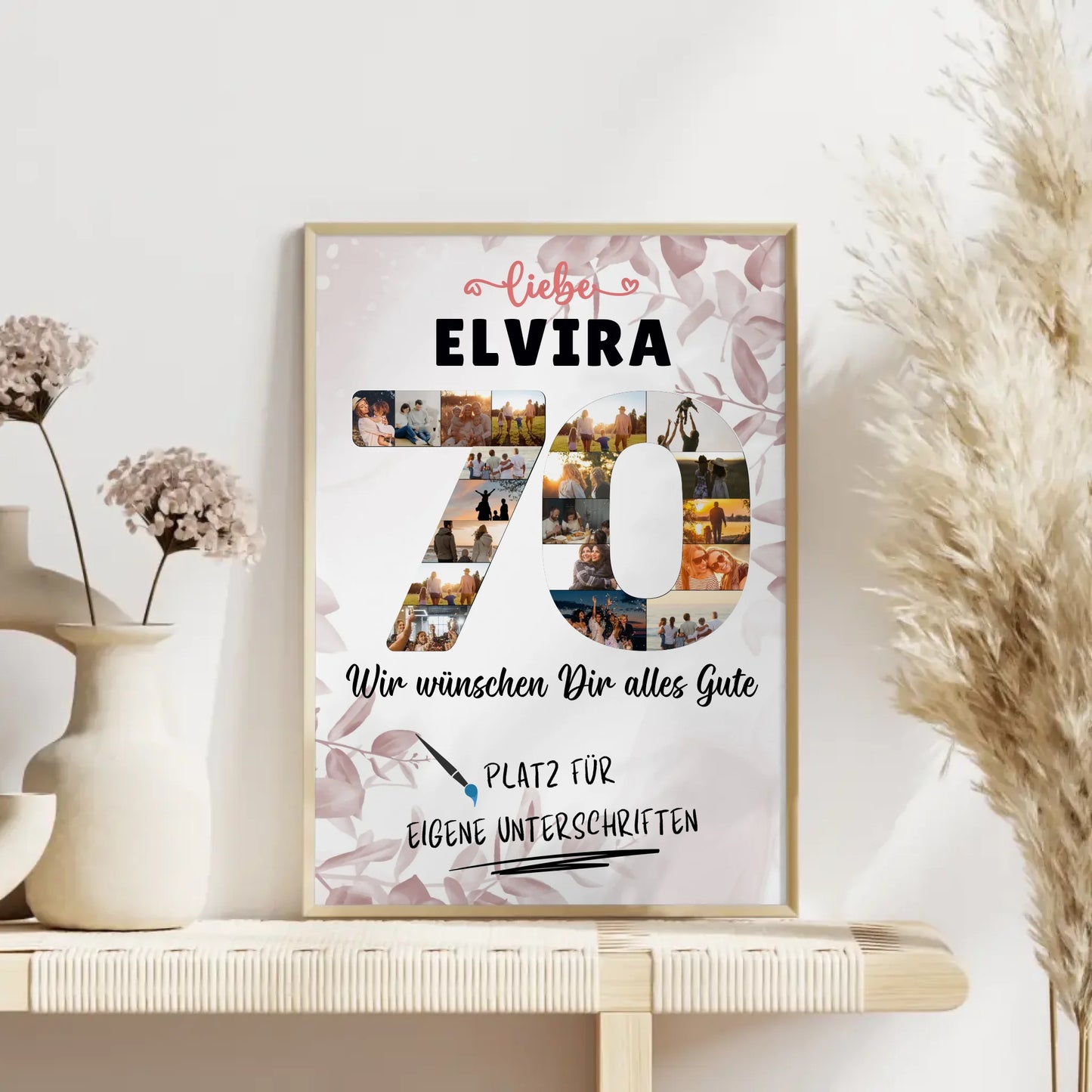 Personalisiertes Poster mit Unterschriften 70 Geburtstag für Mama Oma