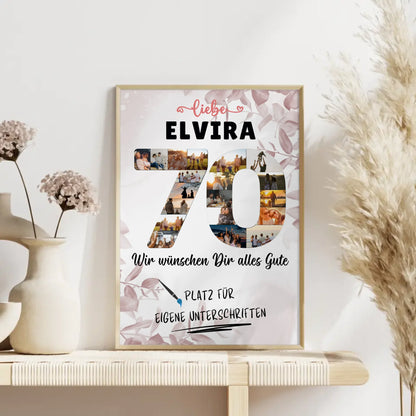 Personalisiertes Poster mit Unterschriften 70 Geburtstag für Mama Oma