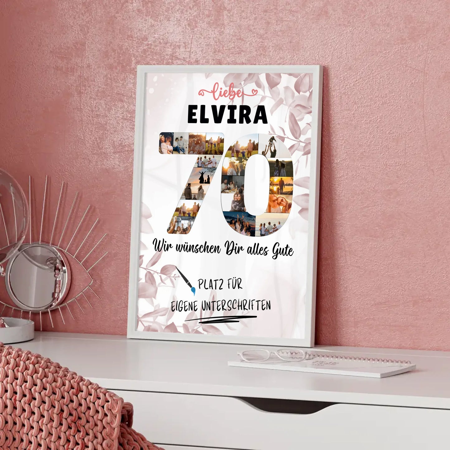 Personalisiertes Poster mit Unterschriften 70 Geburtstag für Mama Oma