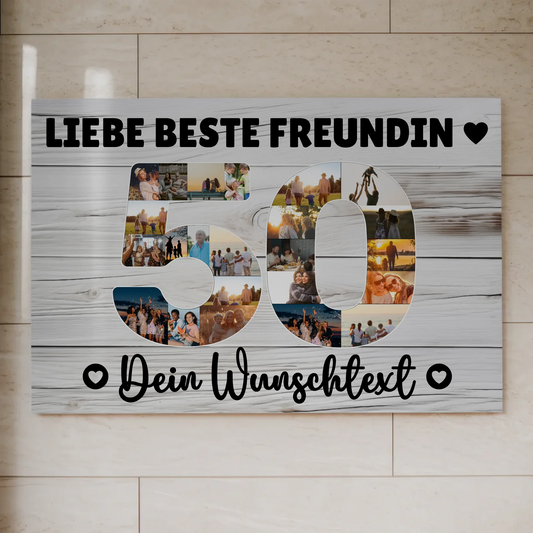 Geschenkidee Magnetisches Fotoboard Poster mit Wunschtext 50 Geburtstag