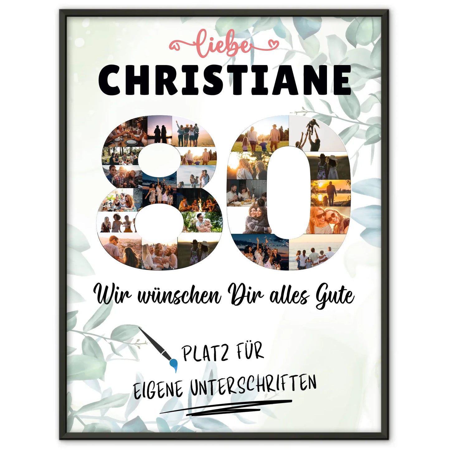 Personalisiertes Poster mit Wunschtext 80 Geburtstag für Oma oder Mama