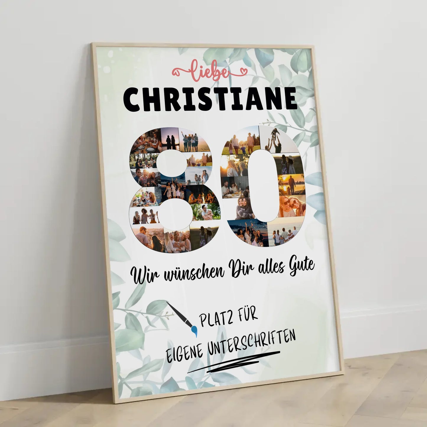 Personalisiertes Poster mit Wunschtext 80 Geburtstag für Oma oder Mama