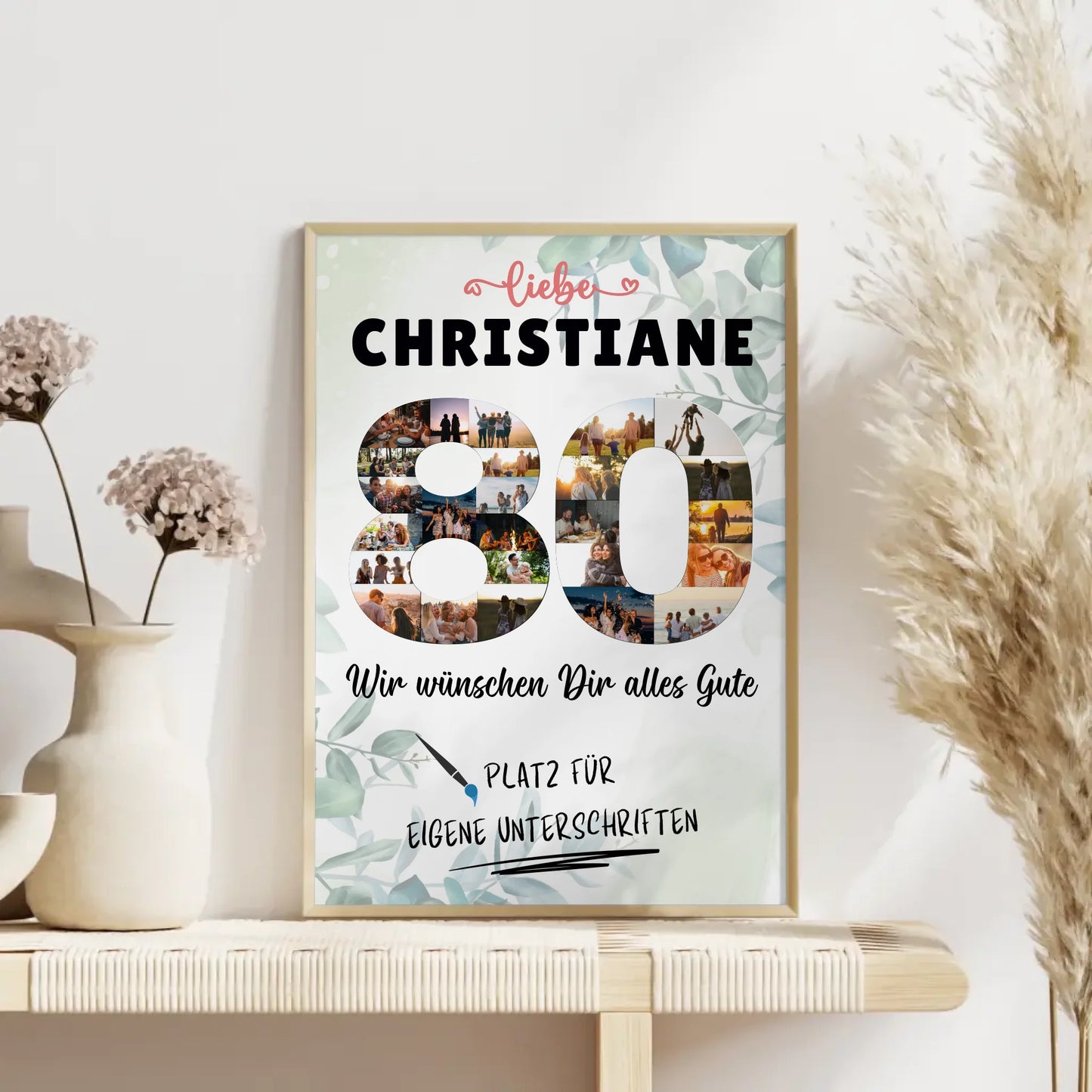 Personalisiertes Poster mit Wunschtext 80 Geburtstag für Oma oder Mama