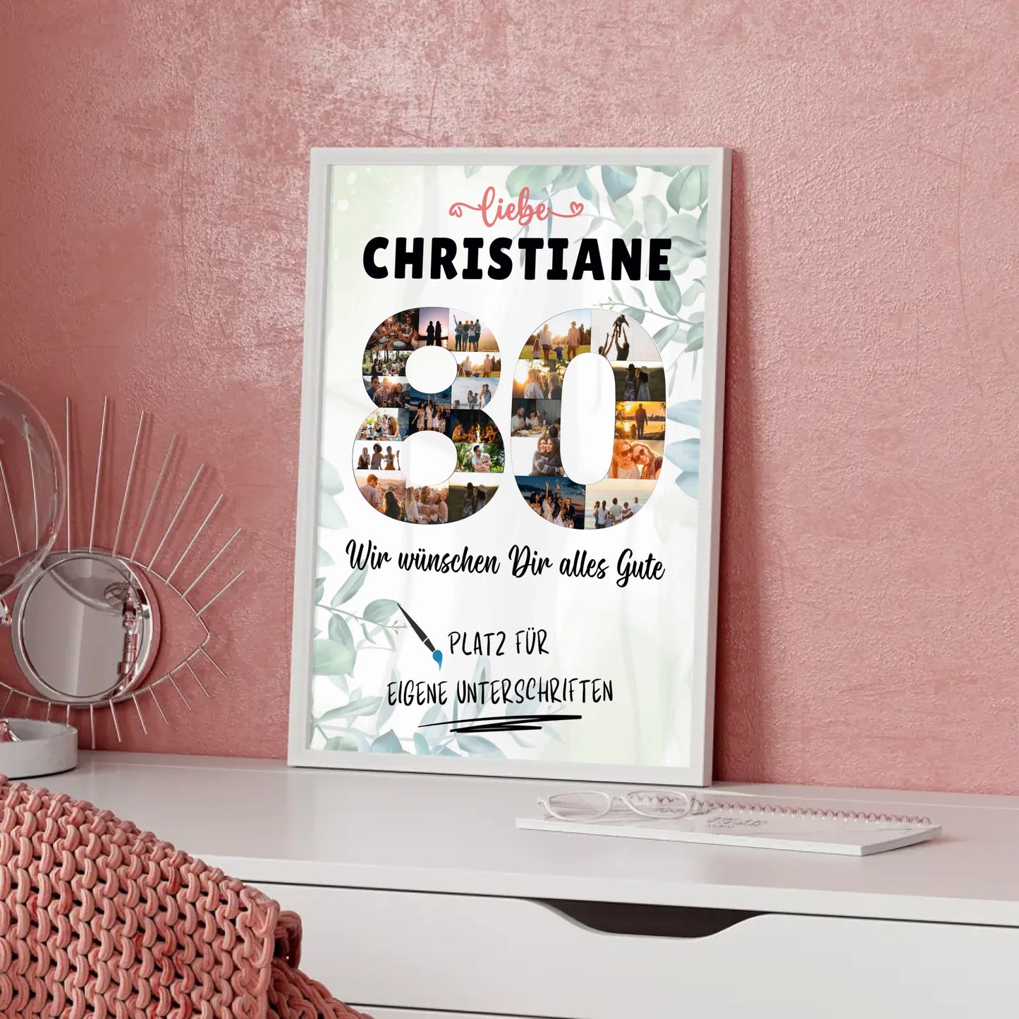 Personalisiertes Poster mit Wunschtext 80 Geburtstag für Oma oder Mama
