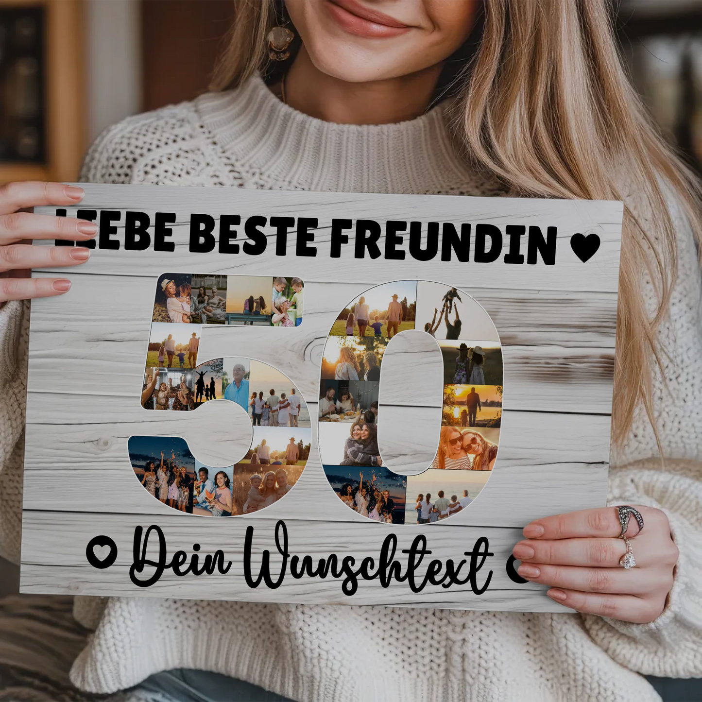 Geschenkidee Magnetisches Fotoboard Poster mit Wunschtext 50 Geburtstag
