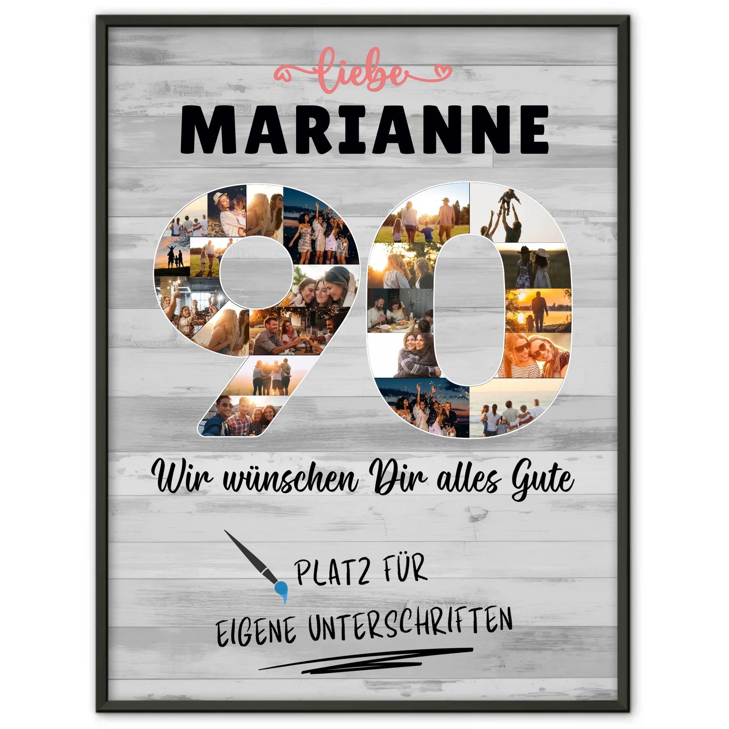 Personalisiertes Poster mit Unterschriften 90 Geburtstag für Oma Mama