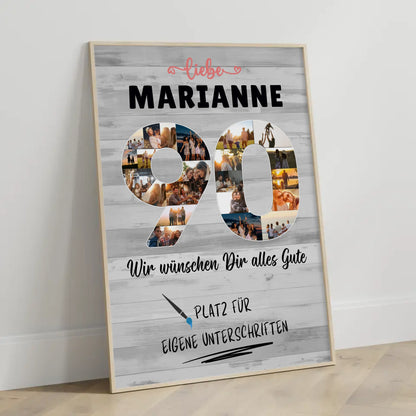 Personalisiertes Poster mit Unterschriften 90 Geburtstag für Oma Mama