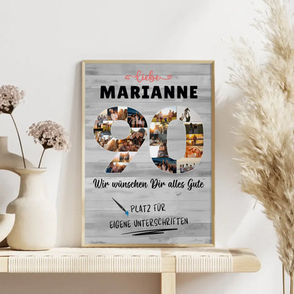 Personalisiertes Poster mit Unterschriften 90 Geburtstag für Oma Mama