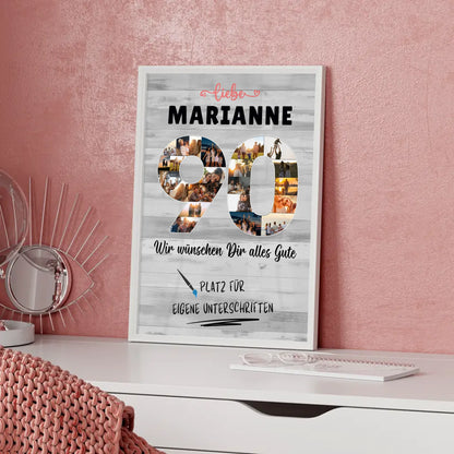 Personalisiertes Poster mit Unterschriften 90 Geburtstag für Oma Mama