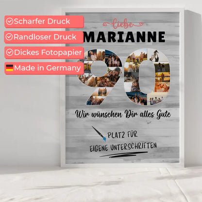 Personalisiertes Poster mit Unterschriften 90 Geburtstag für Oma Mama