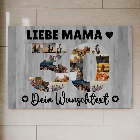 Fotoboard Poster magnetisch mit Wunschtext 30 Geburtstag Mama