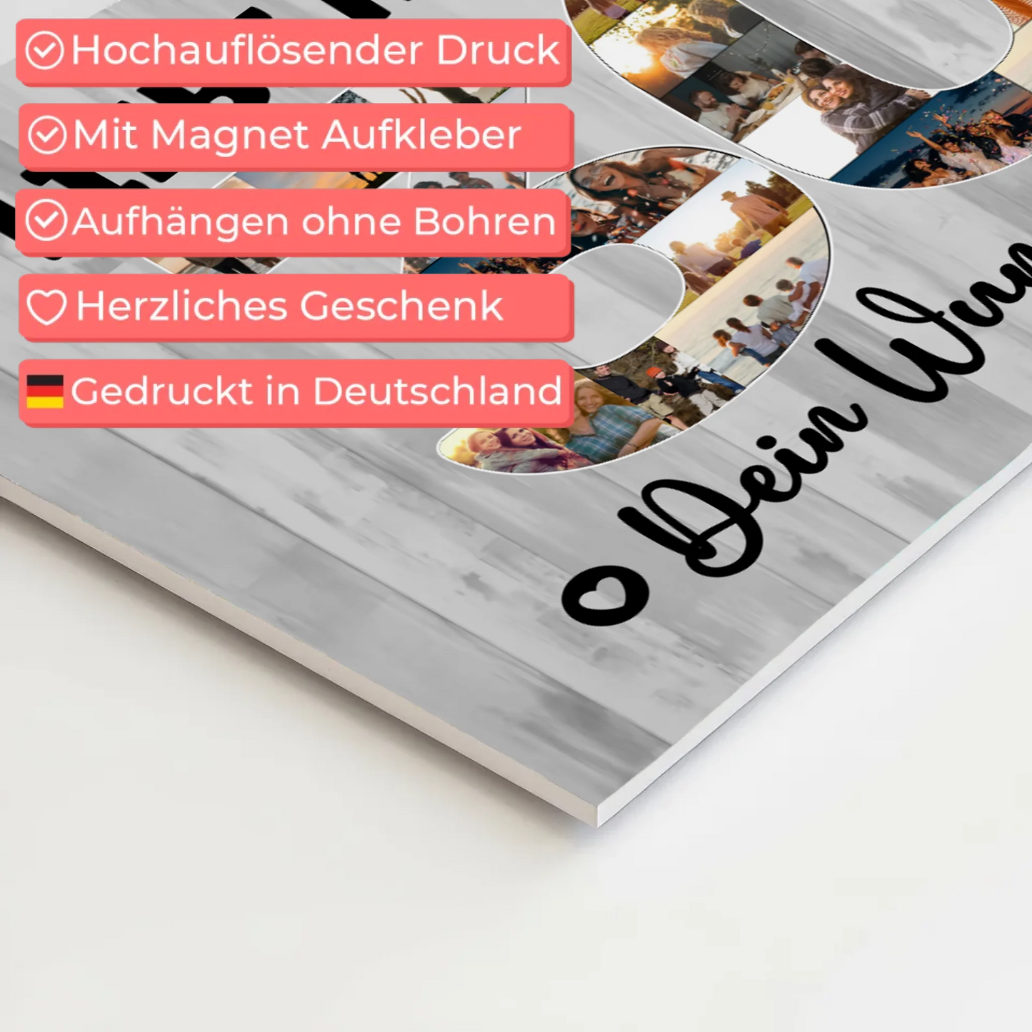 Fotoboard Poster magnetisch mit Wunschtext 30 Geburtstag Mama