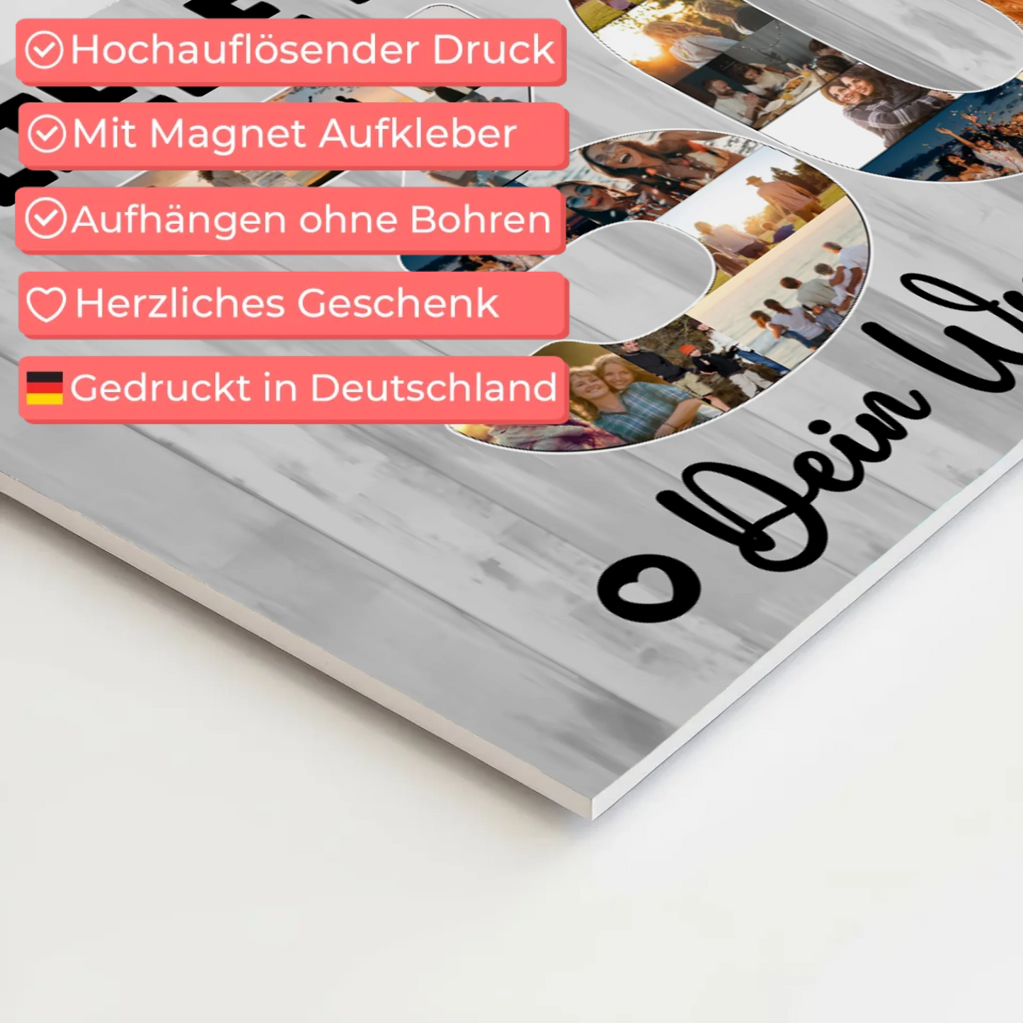 Fotoboard Poster magnetisch mit Wunschtext 30 Geburtstag Mama