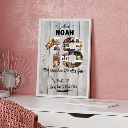 Personalisiertes Poster mit Wunschtext 18 Geburtstag für Bruder Sohn