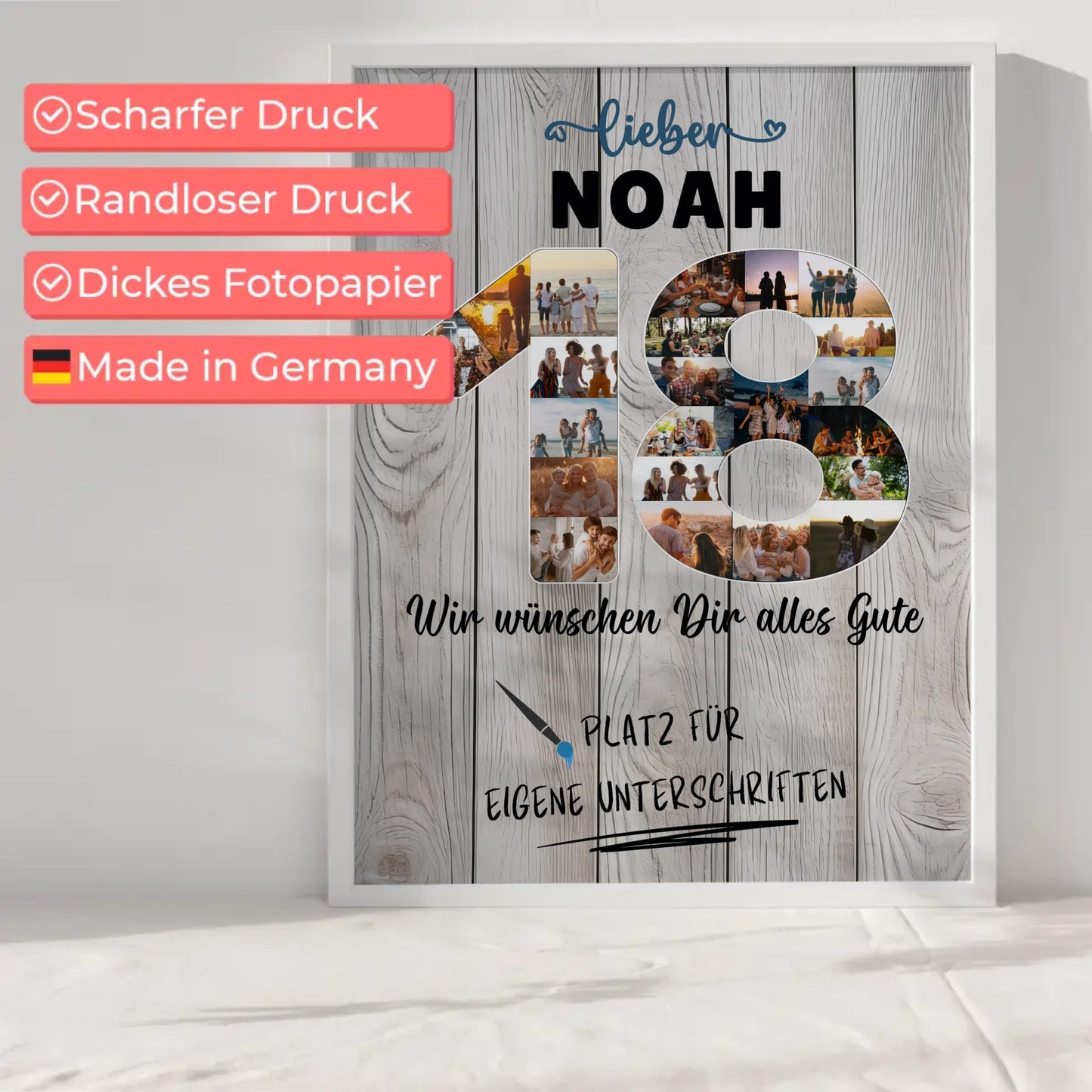 Personalisiertes Poster mit Wunschtext 18 Geburtstag für Bruder Sohn